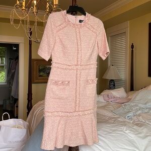 Teri Jon by rickie freeman tweed gold metallic beaded dress. Worn once. Size 6